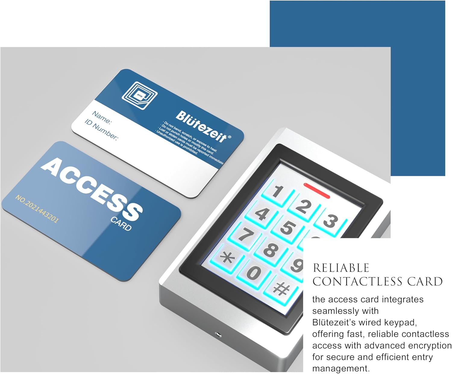 Blütezeit RFID Access Card for Sliding & Swing Gate Openers – Compatible with MWK-20 Wired Keypad, Touch-to-Open Gate Entry Card (125kHz)