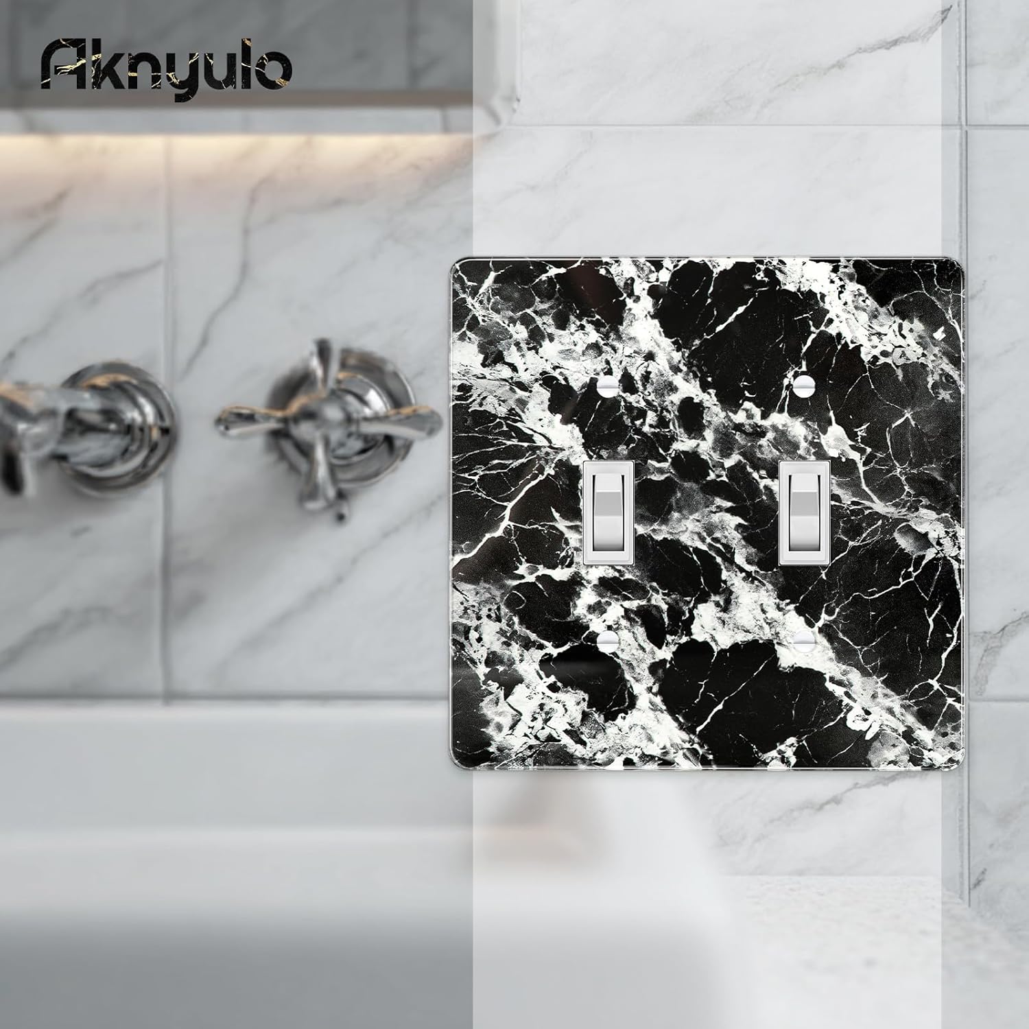 Black White Marble Pattern Acrylic Wall Plate Cover Switch Plate Covers Cover Light Switch Cover Switch Cover Decorative Double Gang Toggle Outlet Covers Switch Cover