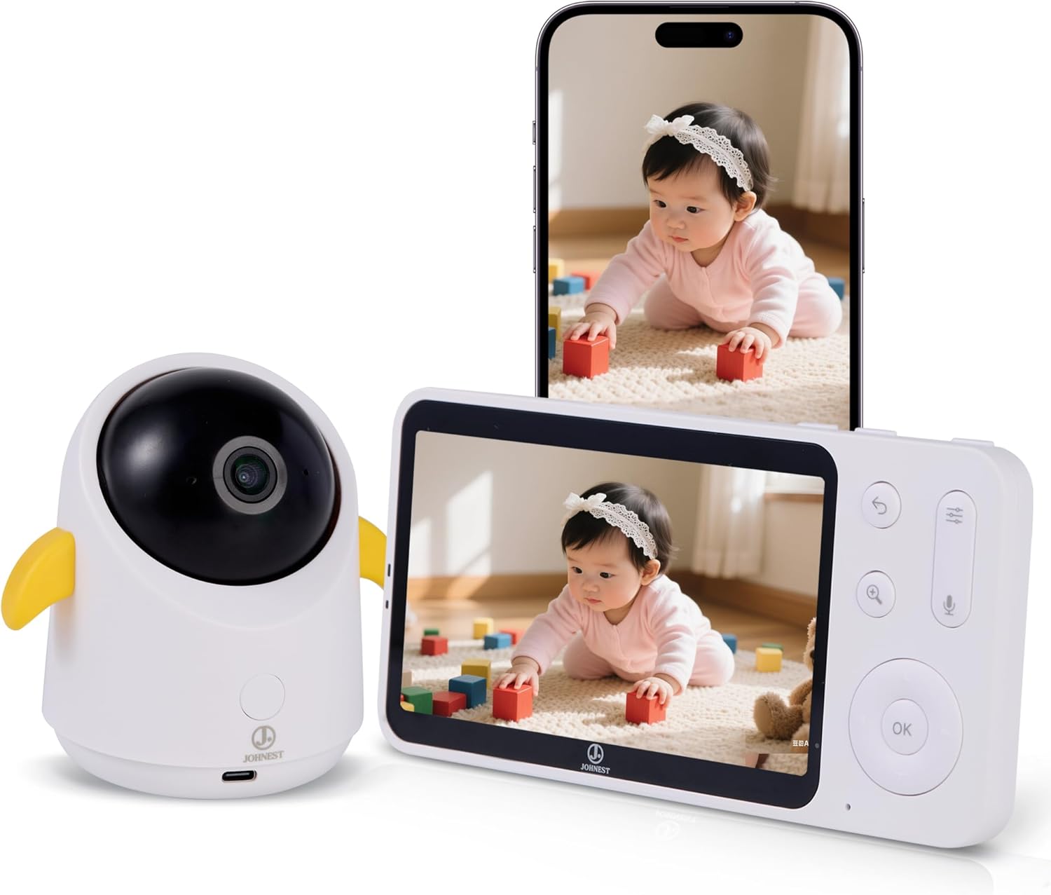 Baby Monitor with 1 or 2 HD Cameras – No WiFi Needed, AI Sleep Detection, Night Vision, Two-Way Talk, Temperature Alerts – Split Screen Option (1 Camera)