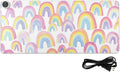 Heated Desk Pad Mouse Pad 31.5x13 Inch PU Leather Desk Mat with 3 Heat Levels Large Mouse Gaming Computer Laptop Mat Gradient Cute Rainbows