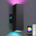 Outdoor Wall Lights, RGBCW Smart Porch Lights Modern Dusk to Dawn Outdoor Light Fixture Color Changing Light with Remote Control, Waterproof Sconce Compatible with Alexa Google Assistant