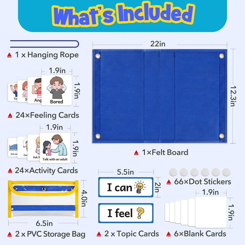 Feelings Chart, Social Emotional Learning Activities,Autism Learning Materials, ADHD Tools,Behavior Management,Anger Management Toys,Calm Down Corner Supplies for Classroom Daycare & Home
