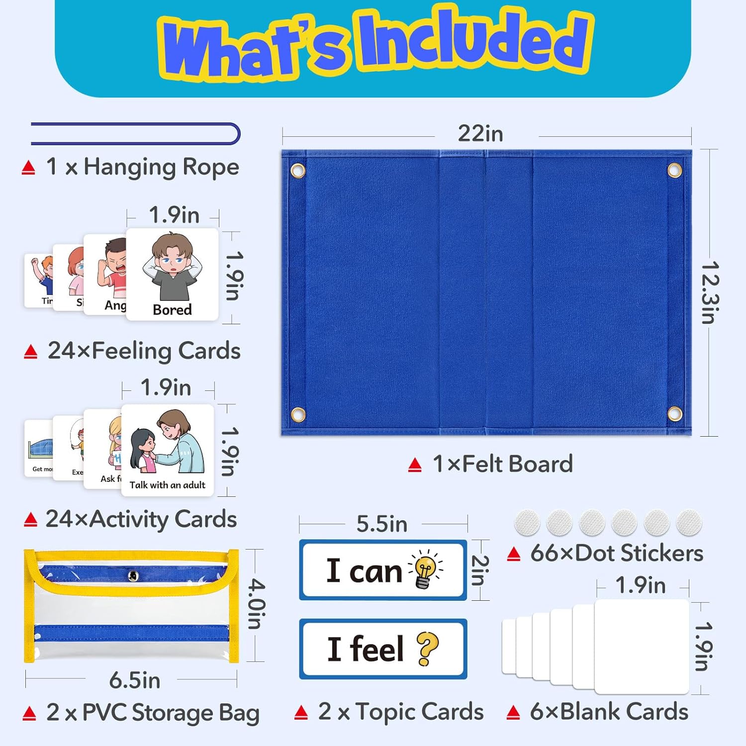 Feelings Chart, Social Emotional Learning Activities,Autism Learning Materials, ADHD Tools,Behavior Management,Anger Management Toys,Calm Down Corner Supplies for Classroom Daycare & Home