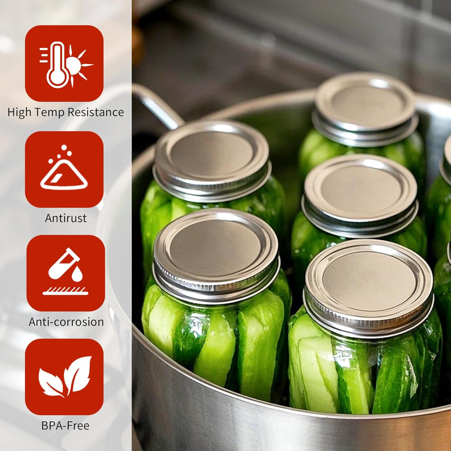 Aliggbent 150 Pcs Wide Mouth Canning Lids, 86MM Airtight Split-Type Mason Jar Lids, Leakproof Bulk Wide Mouth Canning Jar Lids for Canning Food, Jams, Fruits & DIY Decor