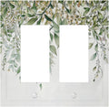 Decorative Outlet Covers Sage Green Eucalyptus Watercolor Plant Leaves 2 Gang Double GFCI Rocker Electrical Wall Panels Light Switch Cover Plate for Bedroom Bathroom Decor