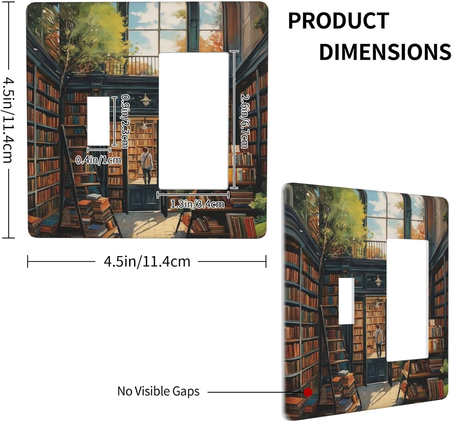 Library With A Lot Of Books Light Switch Covers 2 Gang Single Toggle Rocker Combination Wall Plate Cover Electrical Faceplate Decorative Switchplate for Farmhouse Decor