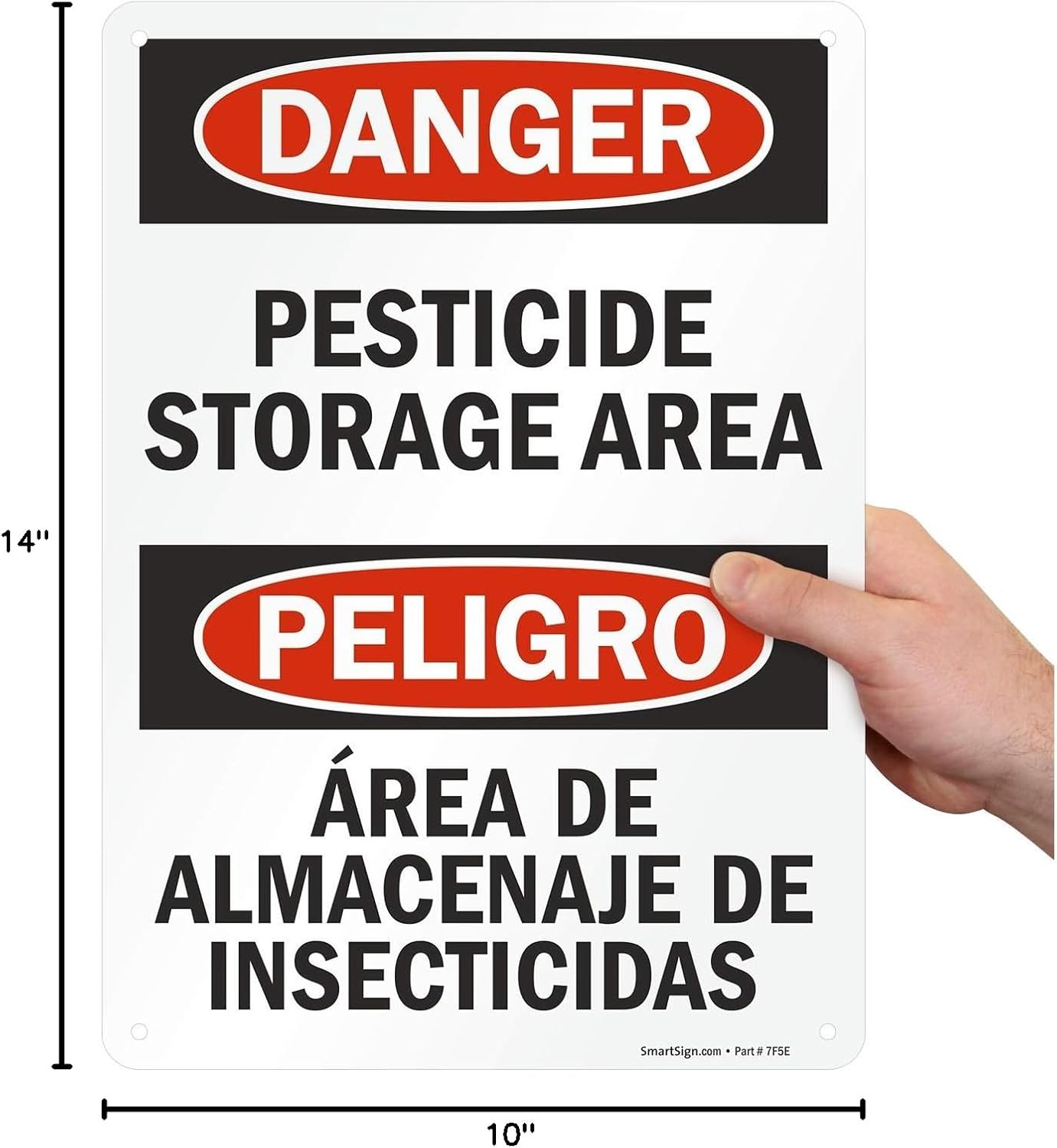 SmartSign "Danger - Pesticide Storage Area" Bilingual Sign | 10" x 14" Aluminum