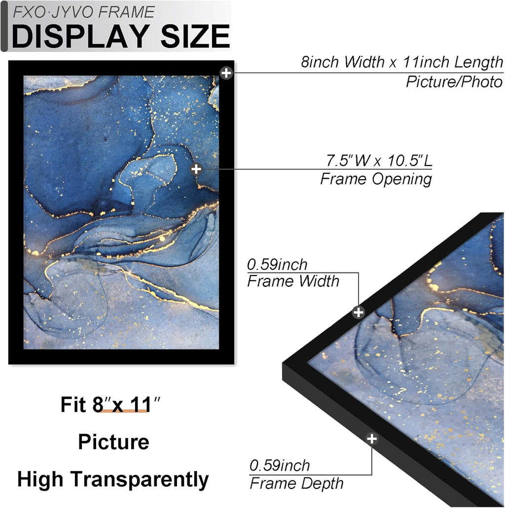 8x11 Picture Frame Set of 3, Black Frame for 8 x 11 Inch Picture Poster Photo, Light Weight and High Transparent 8 by 11 Frame for Wall - 3 Pack/Black/8"x11"