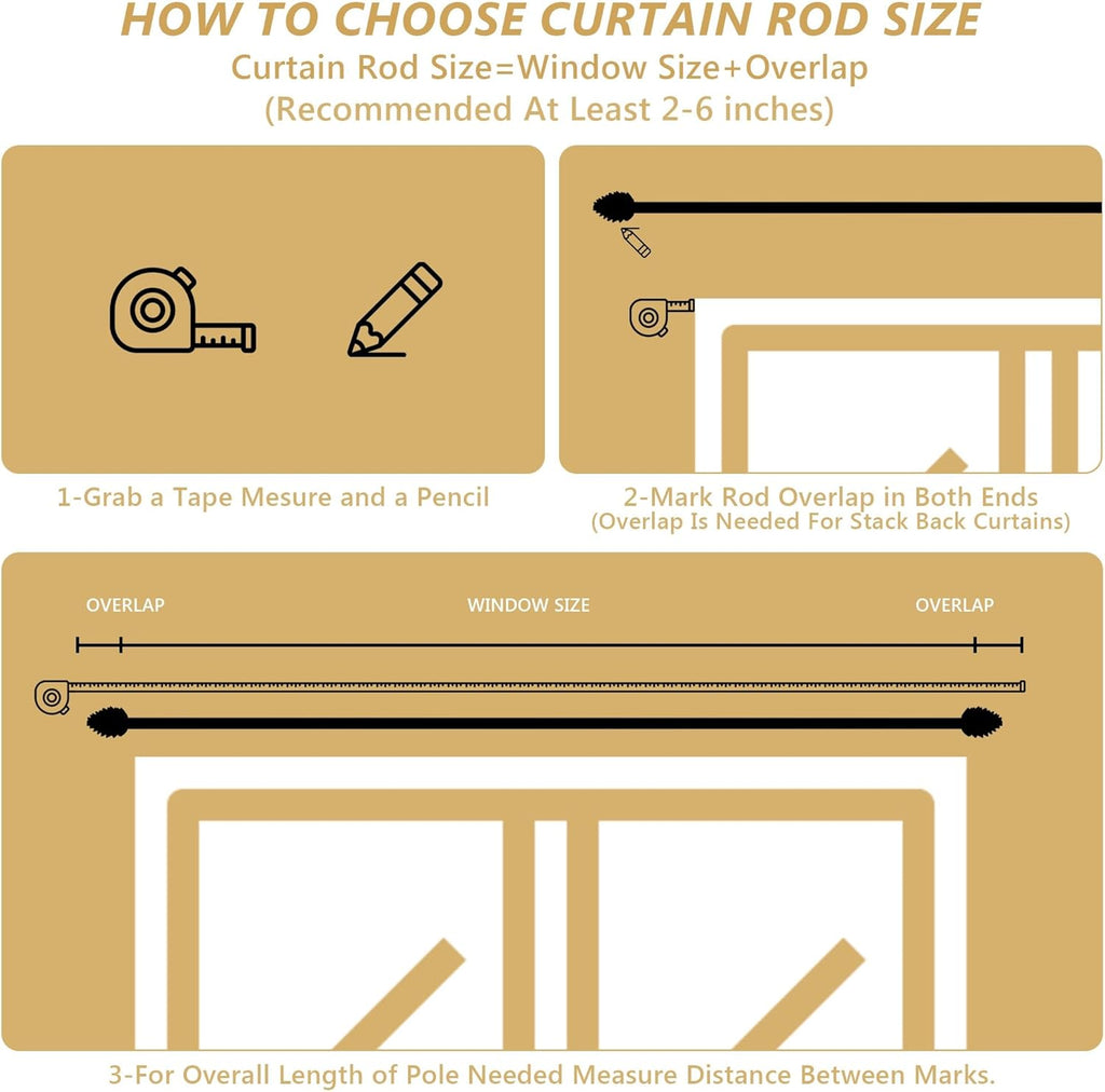 Gold Curtain Rods for Windows 48 to 84 Inches, 1 Inch Diameter Heavy Duty Single Curtain Rod, Adjustable Window Curtain Rod Drapery Rod with Decorative Finials