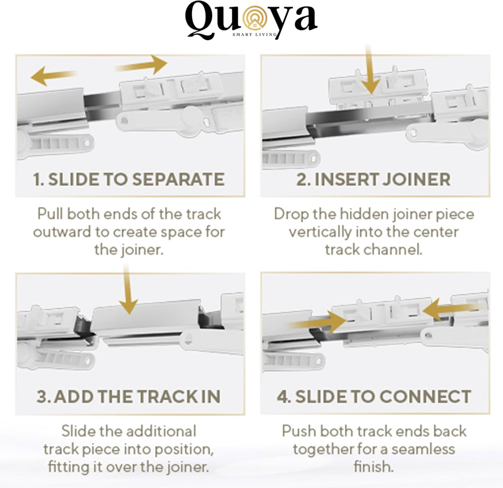 Quoya BL01 Smart Electric Curtain Track 【Beltless, Adjustable, No Cutting, Adjustable Speed, Quiet, Compatible with Alexa, Google, Siri, Apple Watch, Remote Included】 (up to 118 inches (3m))