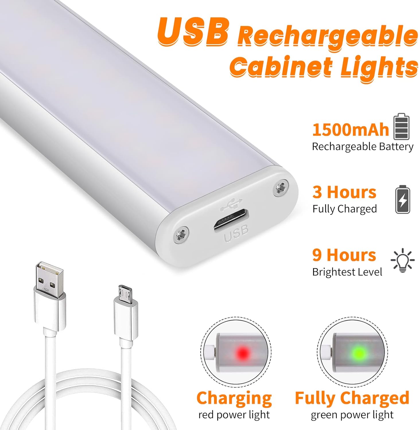 Under Cabinet Lights Motion Sensor Light Dimmable, 80 LED Closet Light Rechargeable Magnetic Under Cabinet Lighting, Under Counter Lights for Kitchen, Wardrobe, 1-Pack