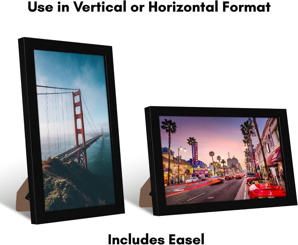 Americanflat 8x12 Picture Frame with Shatter-Resistant Glass - Signature Collection - Gallery-Style Frames Made of Engineered Wood - Photo Frame for Tabletop and Wall Display - Black