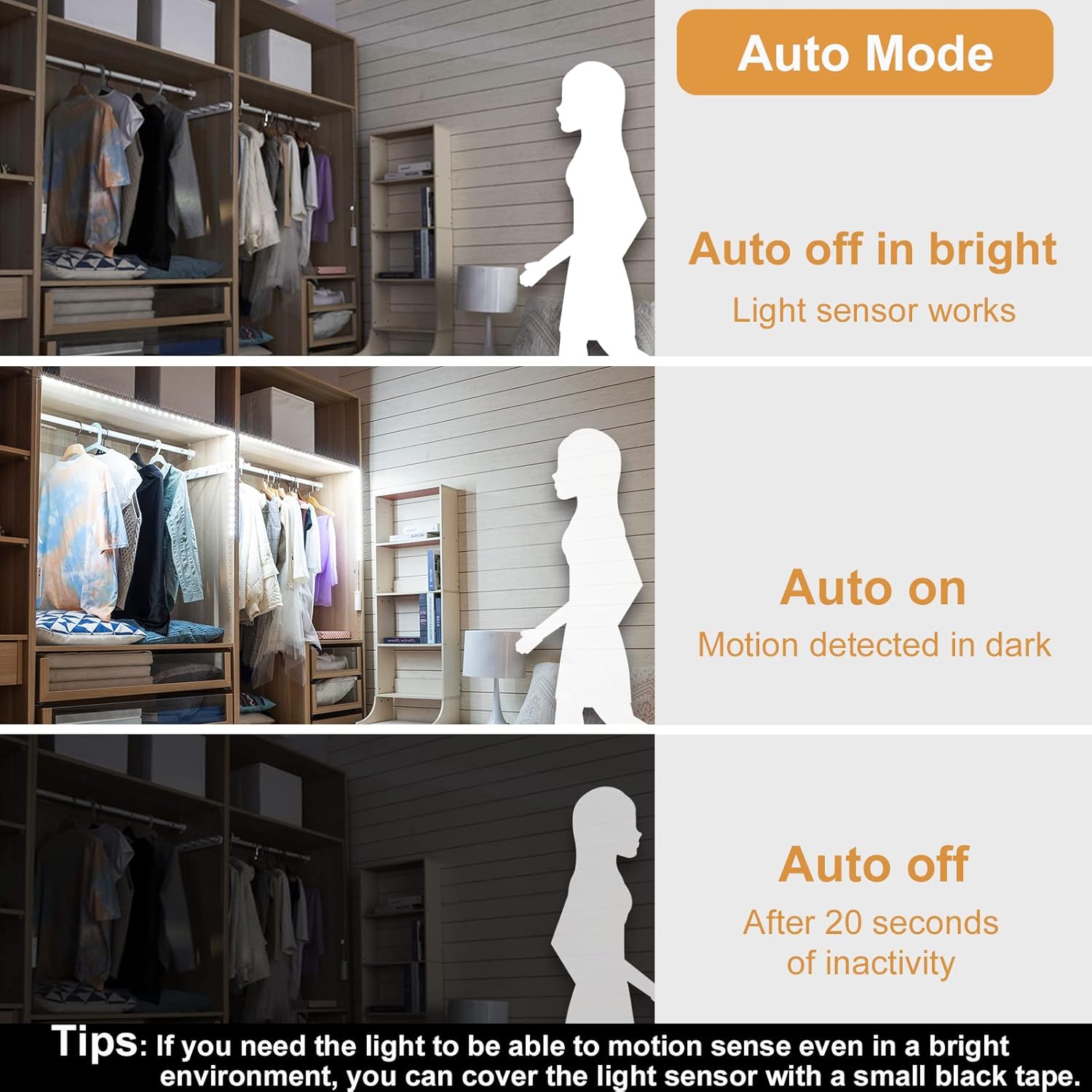 WOBANE Motion Sensor Stair Strip Lights,Rechargeable Motion Activated Closet Light,Battery Powered LED Strip,60 LEDs Homelife Bar for Bed,Pantry,Counter,Night Light,Cabinet,6000K White,6.56ft,2PCS