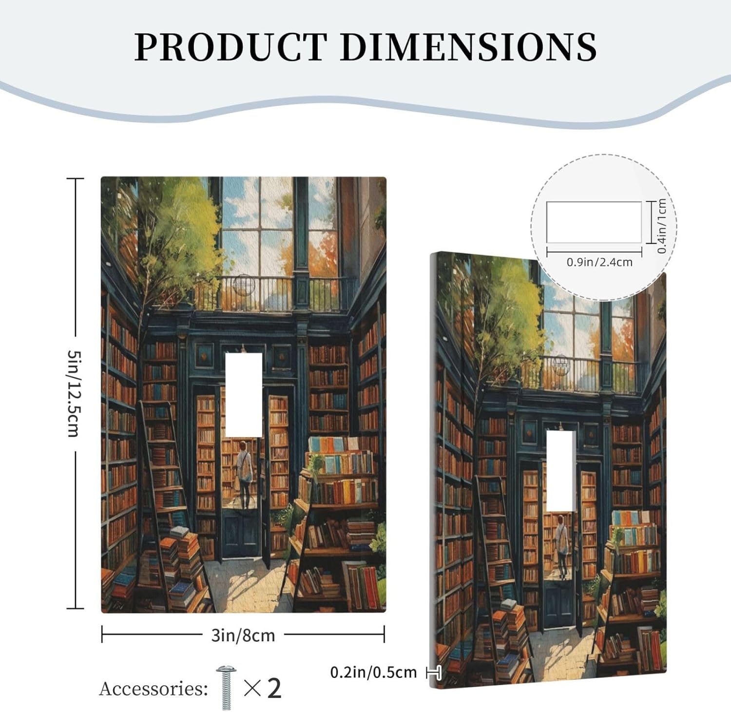 Library With A Lot Of Books Light Switch Covers 1 Gang Single Toggle Wall Plate Decorative Switchcover Electrical Switchplate for Country Living Decor