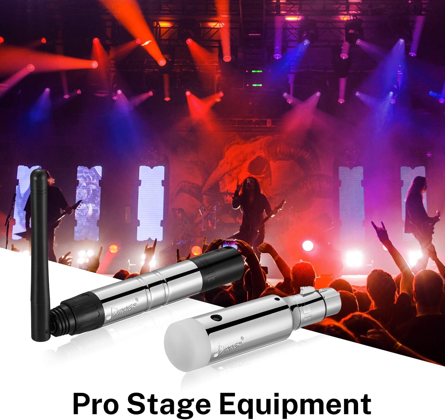 Donner DMX512 Wireless DMX Controller Wireless DMX Dfi 2.4G 7 Receivers with Built-in Battery & Light Dome & 1 Transmitter for LED Stage Disco Party Bar Lighting, Stage Lighting Control 8PCS