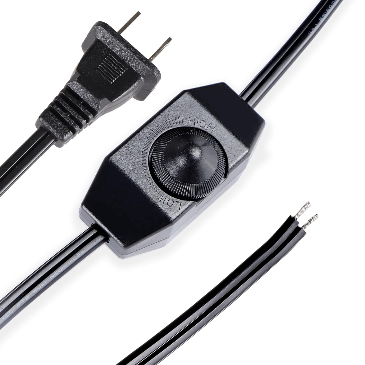 Dimmer Light Switch, 6FT Rotary Control for 120V 100W - Table Lamp Outdoor String Lights Dimmable Lights Dimming Thermostat Reptile - Black Pack of 1