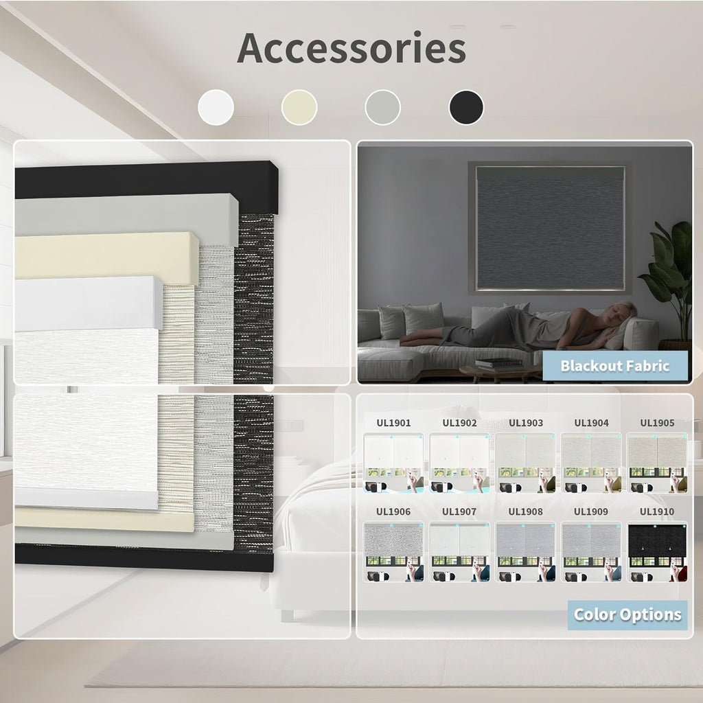 Motorized Blinds with Remote Custom Size Blackout Smart Roller Shades Compatible with Alexa Google, Electric Blinds for Windows