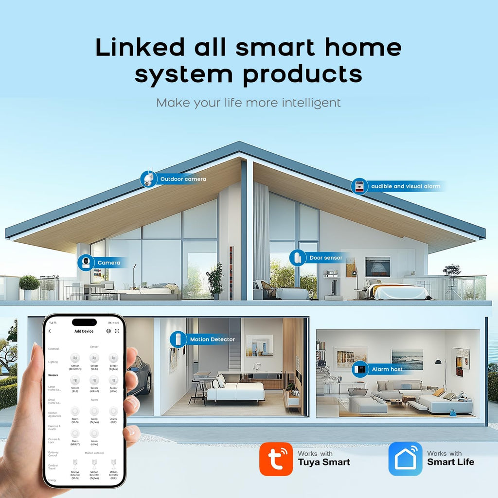 PGST Wireless Home Security System,DIY 4G/WiFi Alarm System,24 Piece Kits with Door/Window Sensors,Motion Detector,Tuya App Alerts Push,Compatible with Alexa and Google Assistant,Subscription Fee