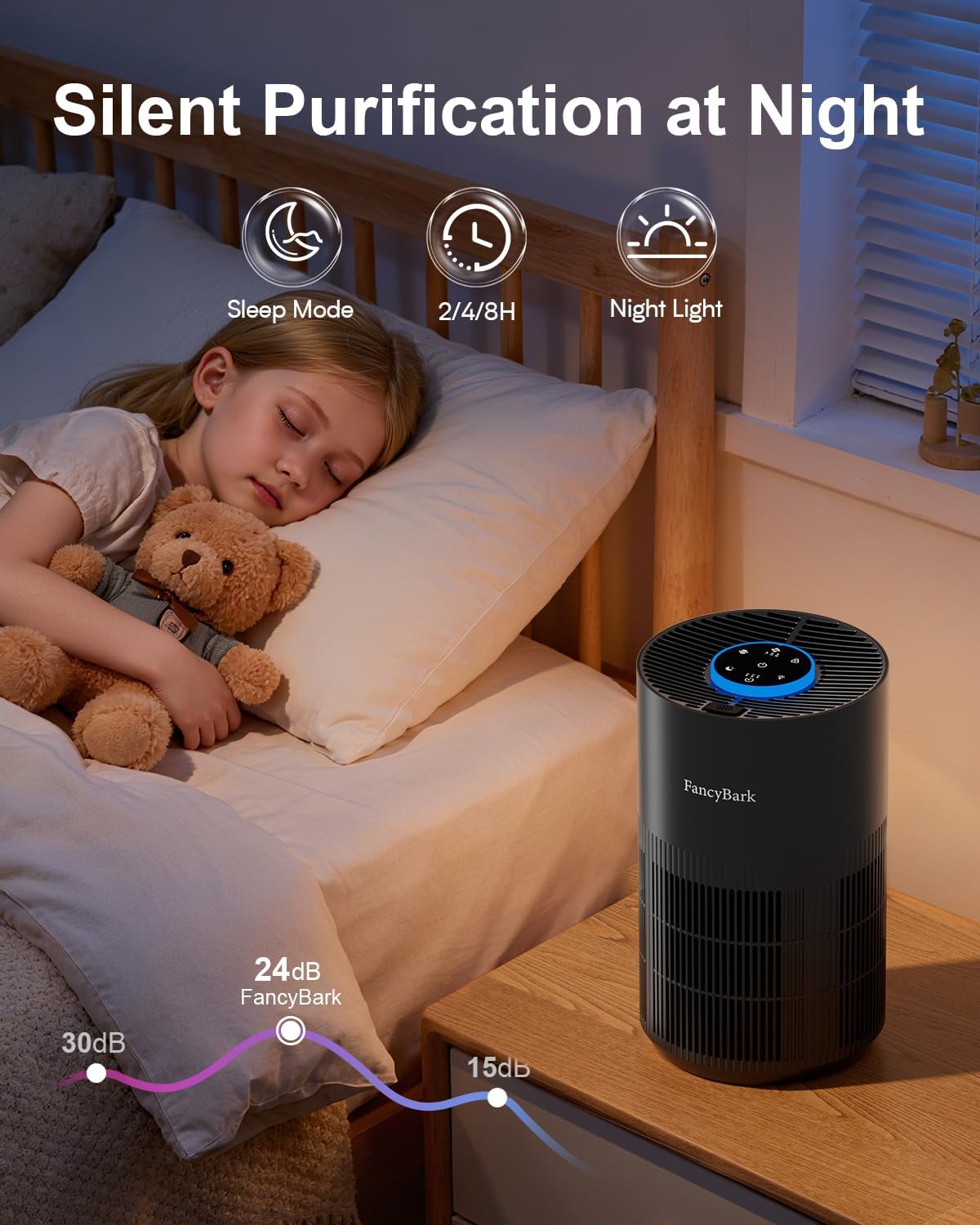 Air Purifiers for Home Bedroom Up to 1000 Ft², H14 True HEPA Room Air Purifiers for Bedroom With Sleep Mode Light Mode & Aroma Function Air Cleaner Smoke Odor Dust Pollen Pet Dander (Black)