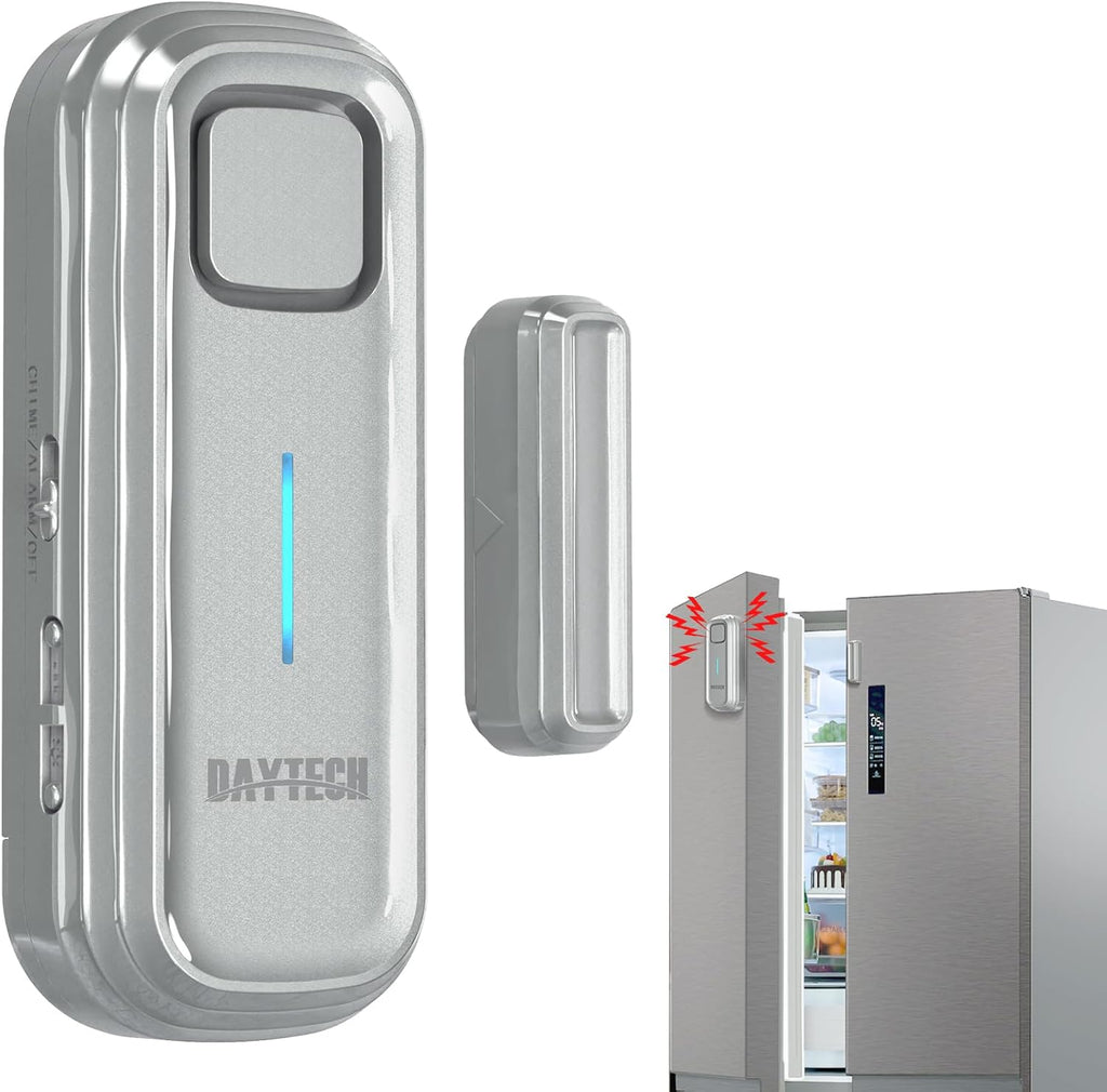 Daytech Freezer Door Alarm with Delay 1/2/3/4 mins Reminder When Left Open Fridge Alarm 0 to 120 dB Refrigerator Door ajar Alert for Home Garage Basement(1 Pack Gray)