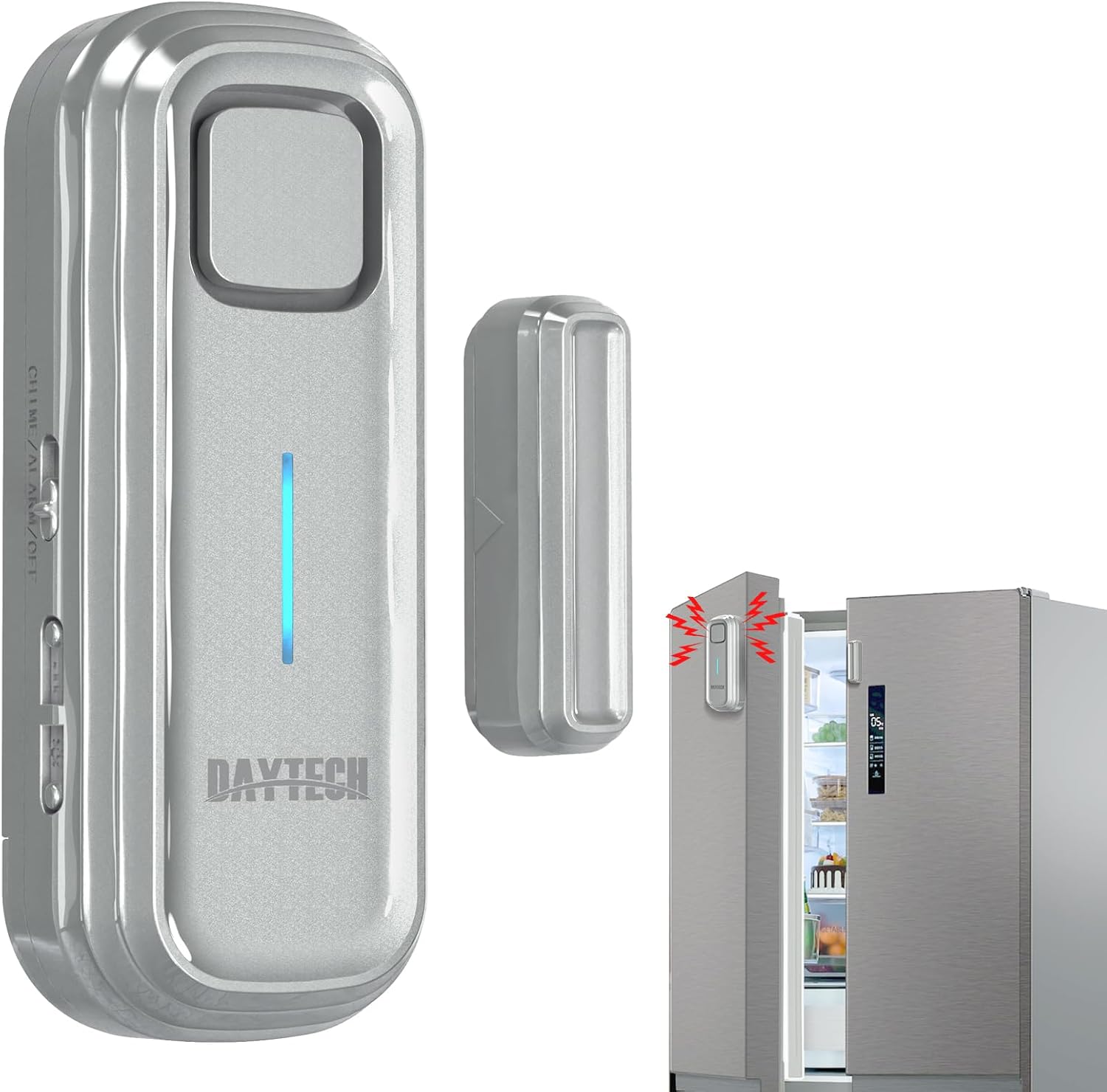 Daytech Freezer Door Alarm with Delay 1/2/3/4 mins Reminder When Left Open Fridge Alarm 0 to 120 dB Refrigerator Door ajar Alert for Home Garage Basement(1 Pack Gray)