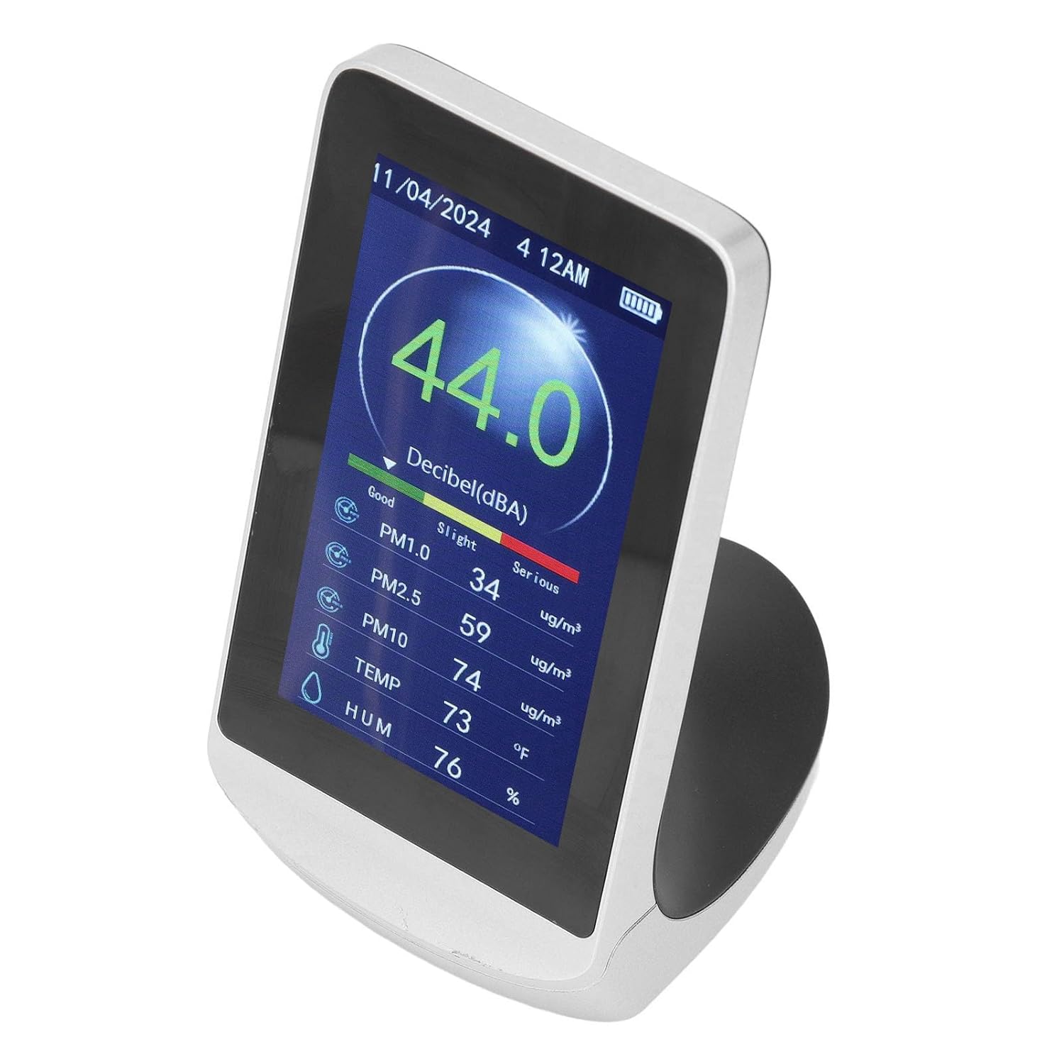 Sound Meter, Wall Hanging LCD Sound Level Meter 30-130db Noise, Temp, Humidity, PM2.5 Detector - Sensor, Large Display, Ideal for Home and Office