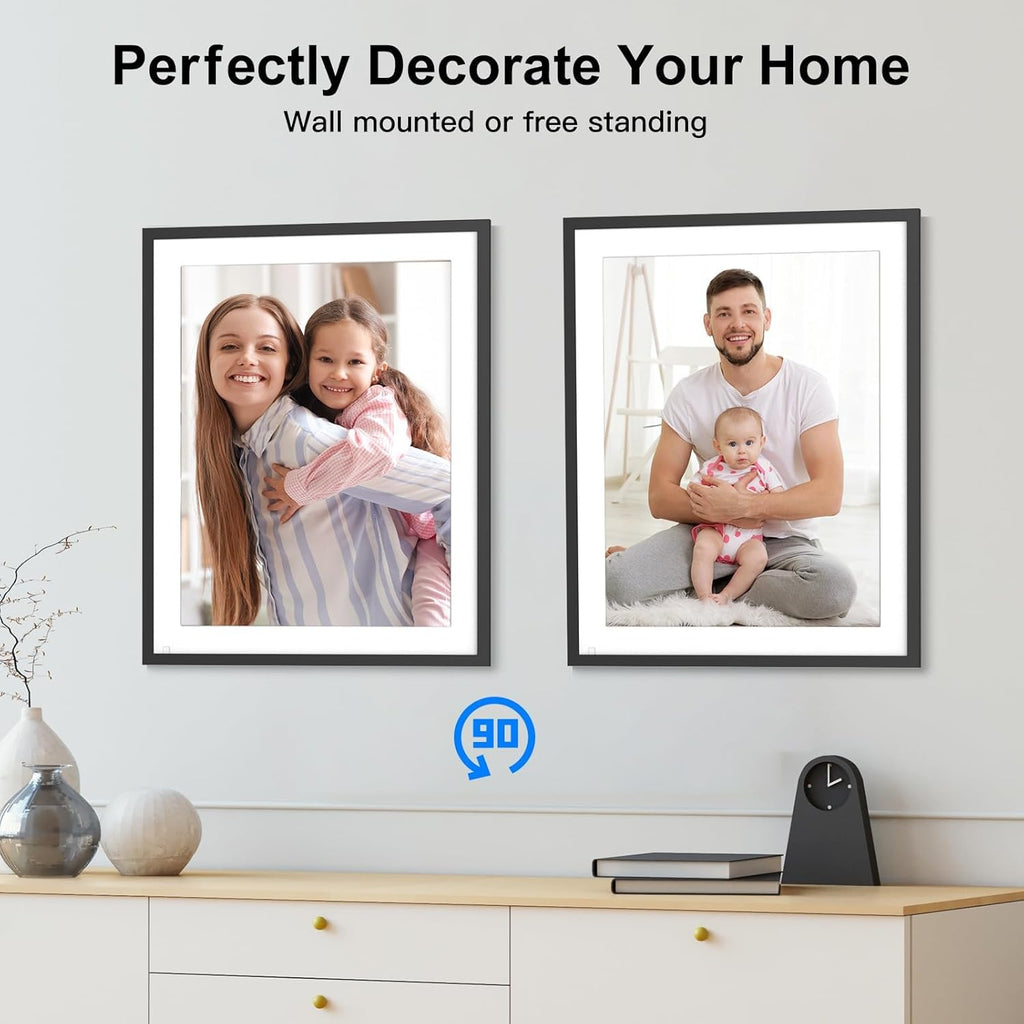 Digital Picture Frame 16.2 Inch Large Digital Photo Frame - 32GB Wall Mountable Wi-Fi Electronic Photo Frame, Auto-Rotate, Share Photos Video via App Email, Free Cloud, Christmas Gifts for Mom Dad