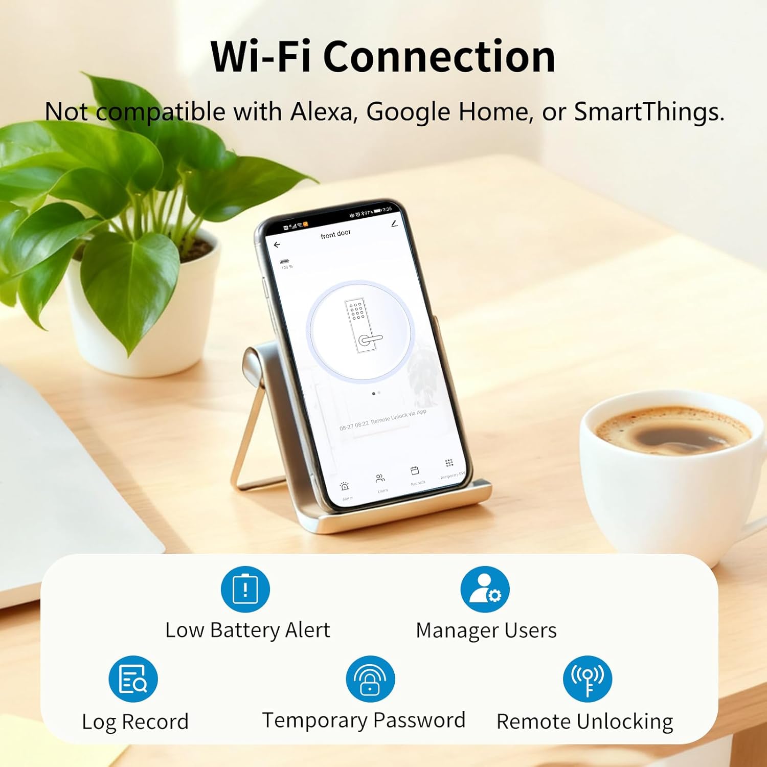 EIYSIE WiFi Smart Door Lock with Handle, Fingerprint Lock Keyless Entry Door Lock with Keypad, Electronic Door Lock for Front Door and Bedroom, Digital Lock Built-in WiFi and App Control