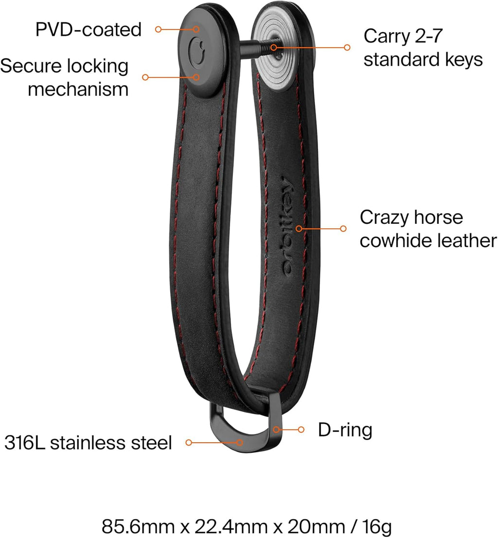 Orbitkey Crazy Horse Leather Key Organizer | Quiet Profile | Holds up to 7 Keys