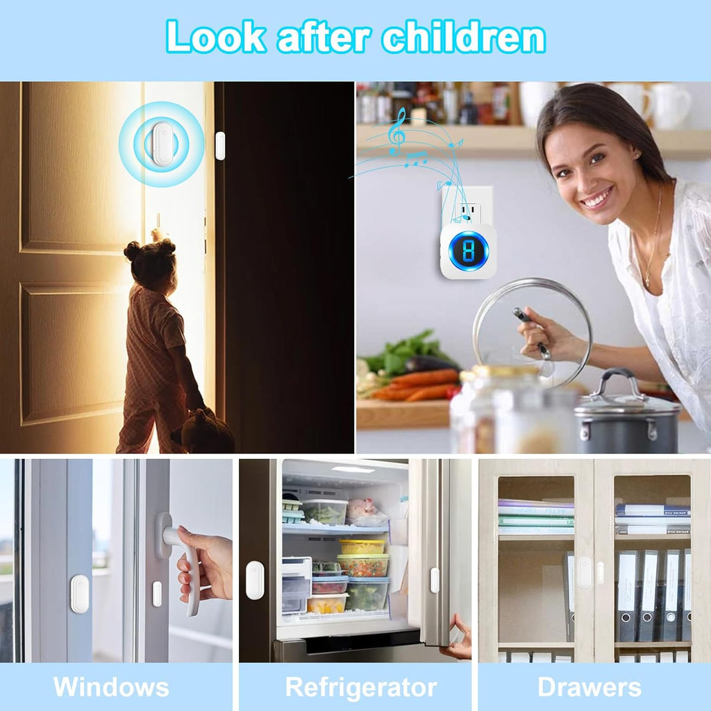 SURFOU Doorbell Chime with 3 Sensors 1 Receiver,Door Chimes When Door Opens,Door Sensor Chime,Alarms for Business/Home,Digital Doorbell Chime,55 Chimes 5 Volumes,1000FT/300M,IP55 Waterproof