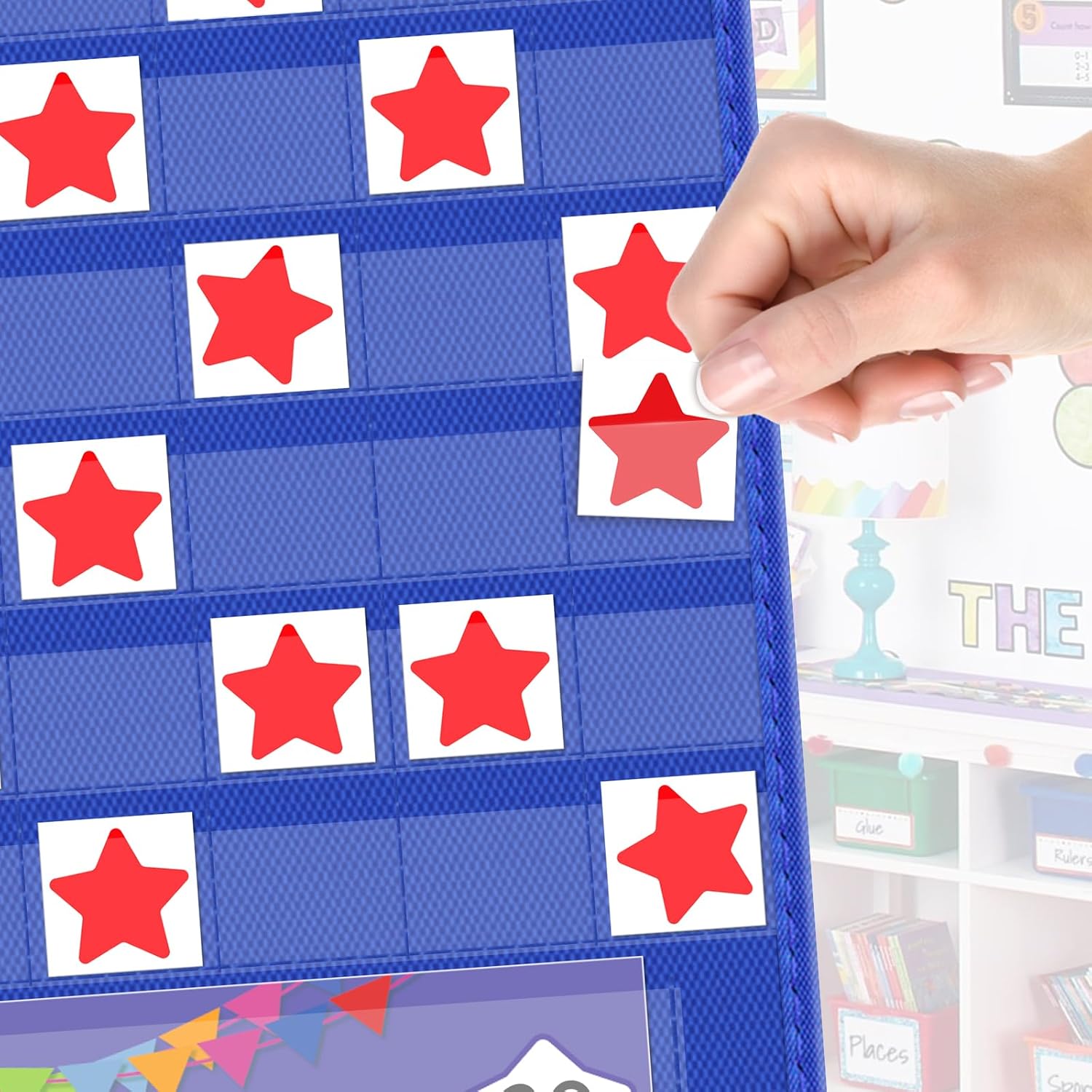 EAMAY Responsibility Pocket Chart | Toddler Routine, Kids Reward Board, Chores Chart, Visual Schedule, Autism Learning Materials for Home School, 129 Cards (32.5''x 25")