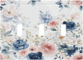 Light Switch Covers Elegant Watercolor Pink Blue Flowers Floral 3 Gang Wall Plates Triple Toggle Outlet Cover Decorative Switchplates Electrical Panel Cover for Kitchen Living Room 4.8 X 6.7 IN
