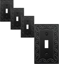 Single Duplex Outlet Cover Plate, 4-Pack Black NovaBloom Metal Wall Plate 1 Gang, Light Switch Cover, for Receptacle Light Switch, Switch Cover Decorative Wallplate, Durable