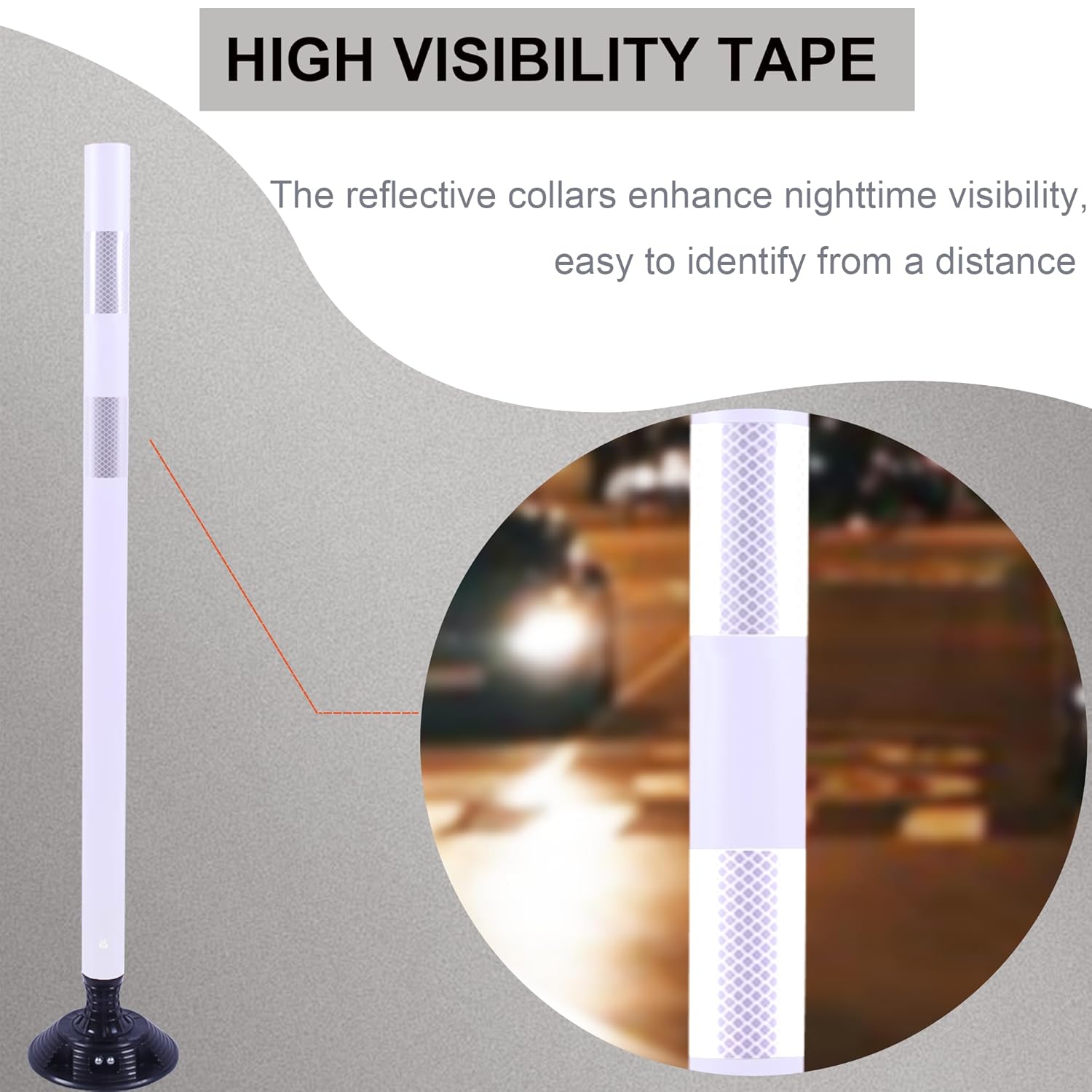 OrangeStar 8 Pack Delineator Post 48" White Traffic Delineator Cones with Fixable Base for Road Safety, Parking Lots