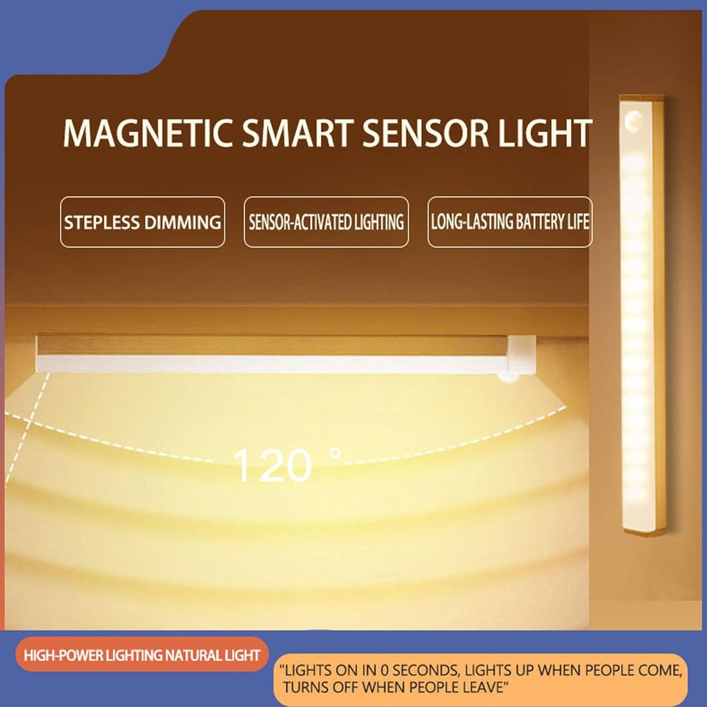 4 PCS Punch-Free Smart Sensor Magnetic Rechargeable Led Lights, Motion Sensor Light Indoor, USB C Rechargeable Closet Under Counter Lighting for Kitchen,Cupboard,Wardrobe (11.8in Warm Light)