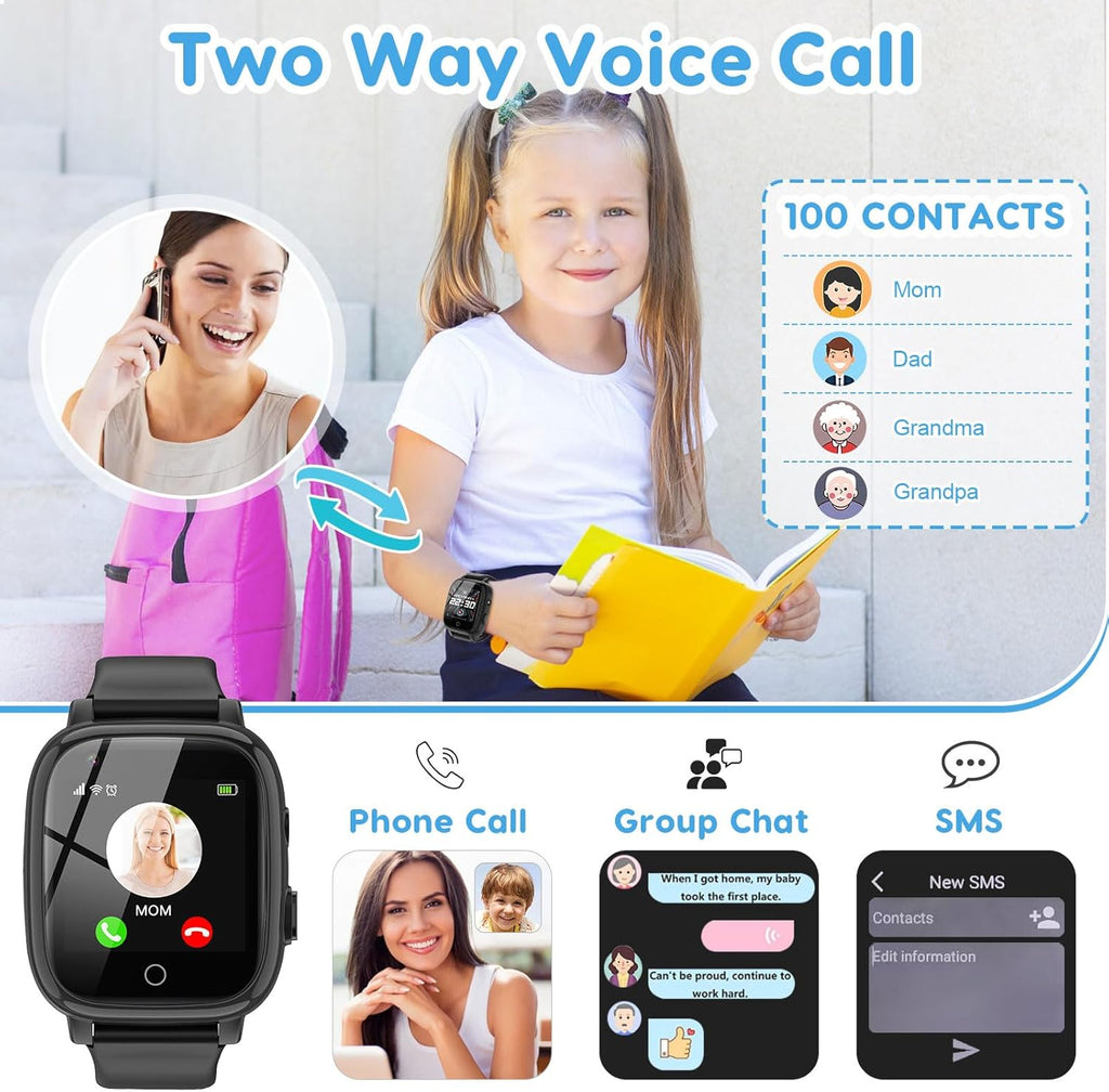 cjc 4G Smart Watch for Kids - Includes 2 Way Call, SOS Alerts, Parental Controls, Games, Camera, Alarm, Music Children's Smart Watch Gift