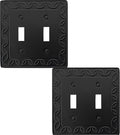 Double Toggle Light Switch Cover NovaBloom Metal Wall Plate, 2-Pack Black 2 Gang, Light Switch Cover Decorative Wallplate, Durable
