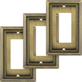 Henne Bery Sunken Pearls Heavy Duty Decorative Wall Plate Switch Plate Outlet Cover (Single Decorator, 3 Pack, Antique Brass)