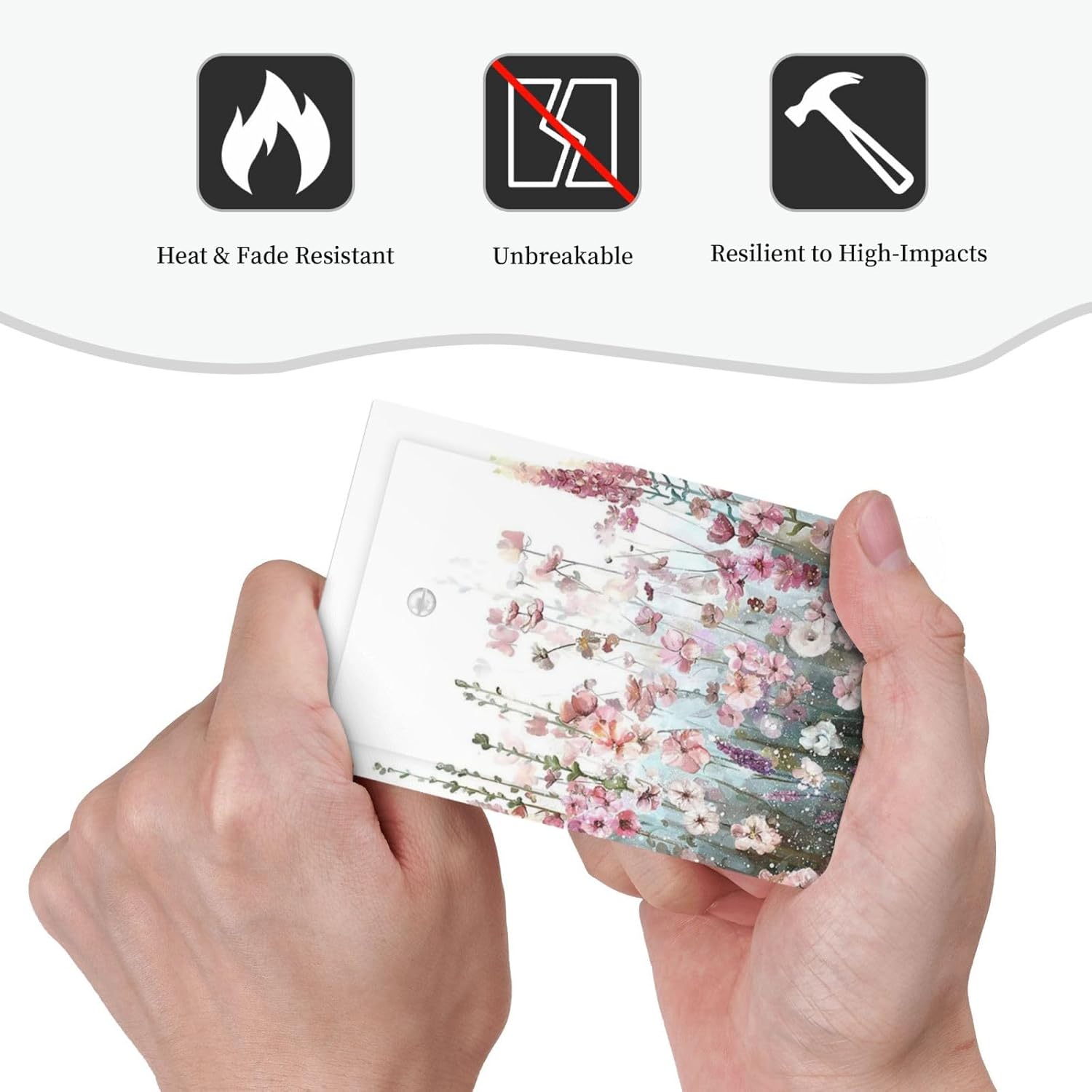 Colorful Flowers Pink Floral Watercolor Plant Light Switch Cover Plate 1 Gang No Device Blank Electrical Wall Plates Faceplate Decorative Switch Plate for Bed Room Living Room Decor