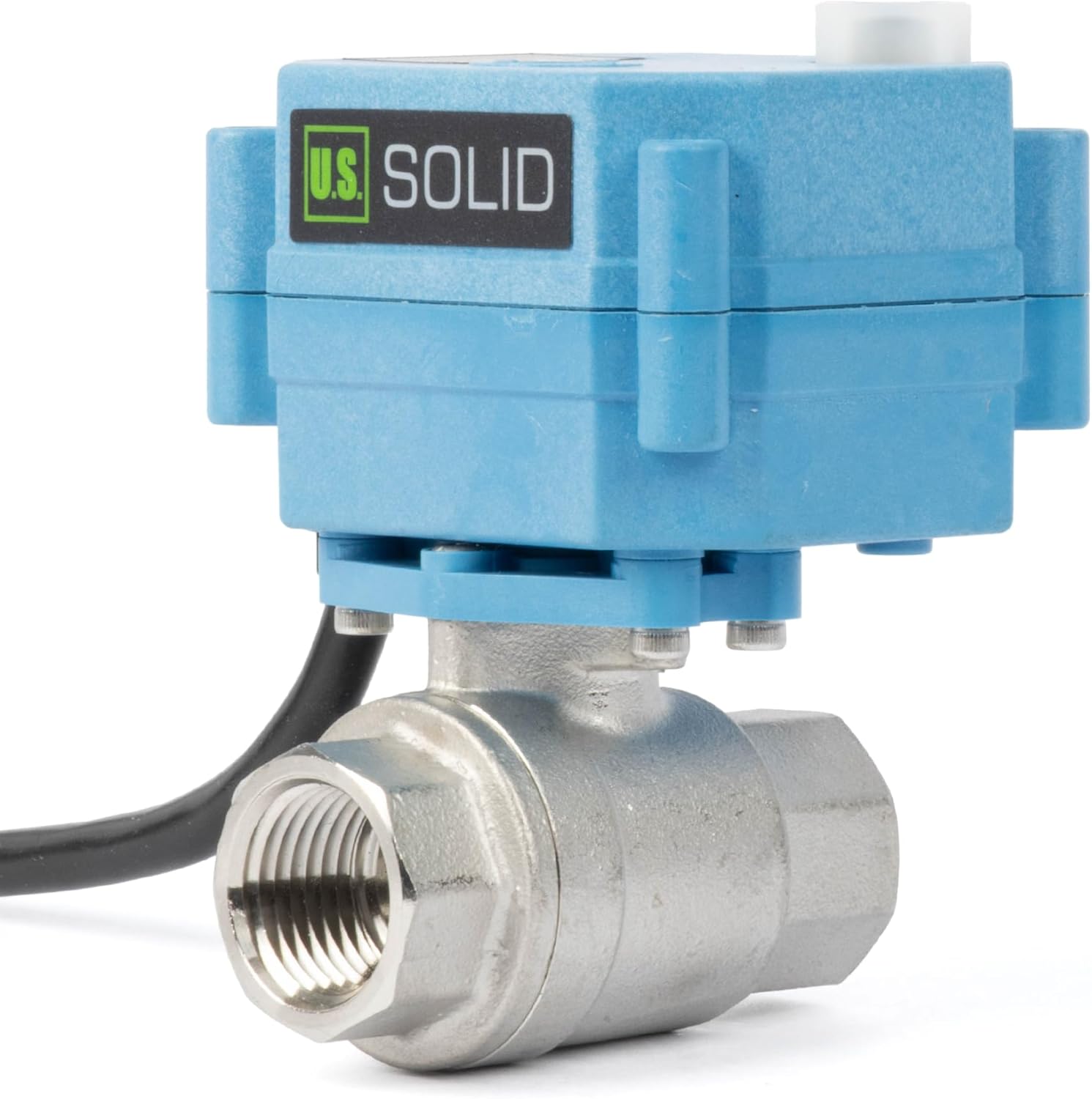 U.S. Solid 1/2 inch NPT 304 Stainless Steel Motorized Ball Valve - Plastic Electrical Ball Valve, 2 Wire Auto Return, AC 110~230V, Normally Closed, IP67, NSF Certified