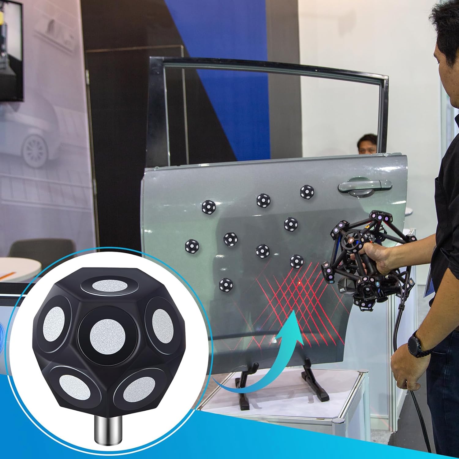 Kingdder 10 Pcs Multi-Angle Marker Set 4 Sheet 200 Point 6.0 mm 3D Scanner Markers Dot Stickers Scanning Spray Scanner Turntable Compatible Tracking Dot Reference Point for 3D Scanning