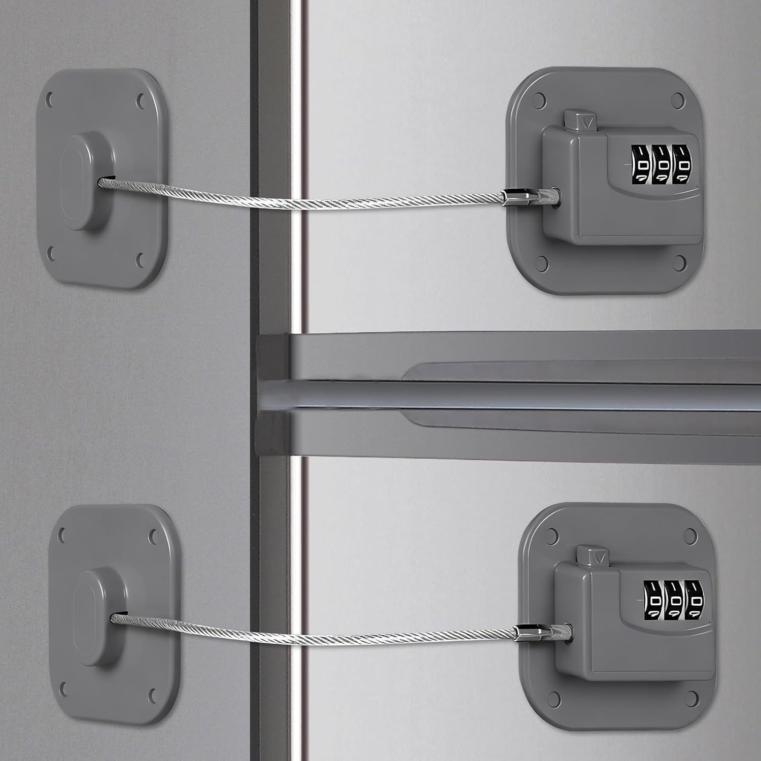 Refrigerator Lock, Combination Lock for Refrigerator Cabinets, Drawers, Heavy Duty Fridge Lock, Easy Install No Keys Needed (Gray-2Pack)