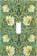 Decorative Light Switch Cover William Morris Vintage Floral Yellow Flowers Green Leaf 1 Gang Single Toggle Device Electrical Faceplate Switchplates Decorator Outlet Wall Plate for Bedroom