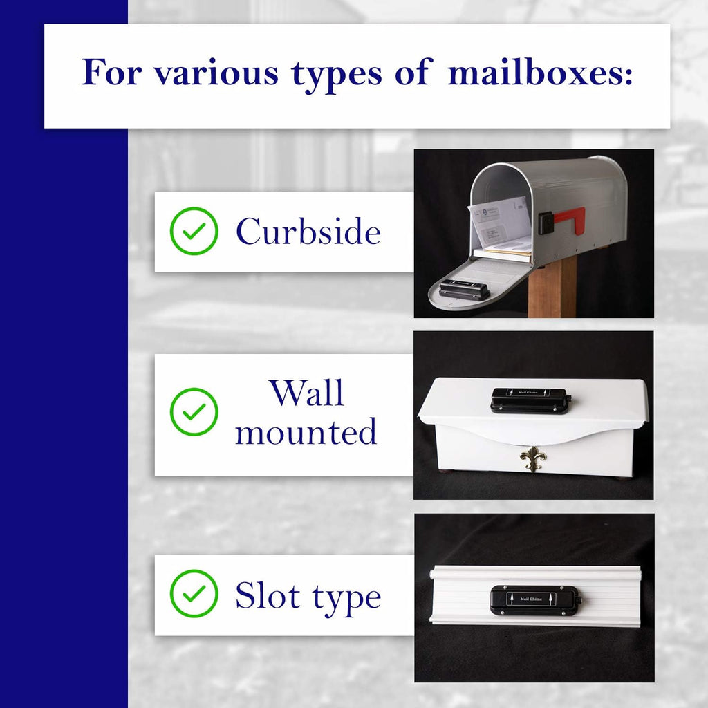 Mail Chime Mailbox Alarm for Delivered Mail Notification System, Smart Mailbox Sensor Alert Wireless Transmitter & Receiver, Up to 350 Feet, Easy to Install, Battery-Operated, 1 Set