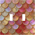 Mermaid Glitter Scale Rainbow Gold Fish Scales Decorative Switch Plates 2 Gang Double Toggle Outlet Light Switch Cover Wall Plate Electrical Faceplate for Bed Room Home Decor