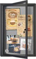 Outdoor Weatherproof Enclosed Fabric Bulletin Board,Noticeboard Case with Lockable Glass Door, Grey Felt,Black Aluminum Frame, 36x24 Inch (5xA4)