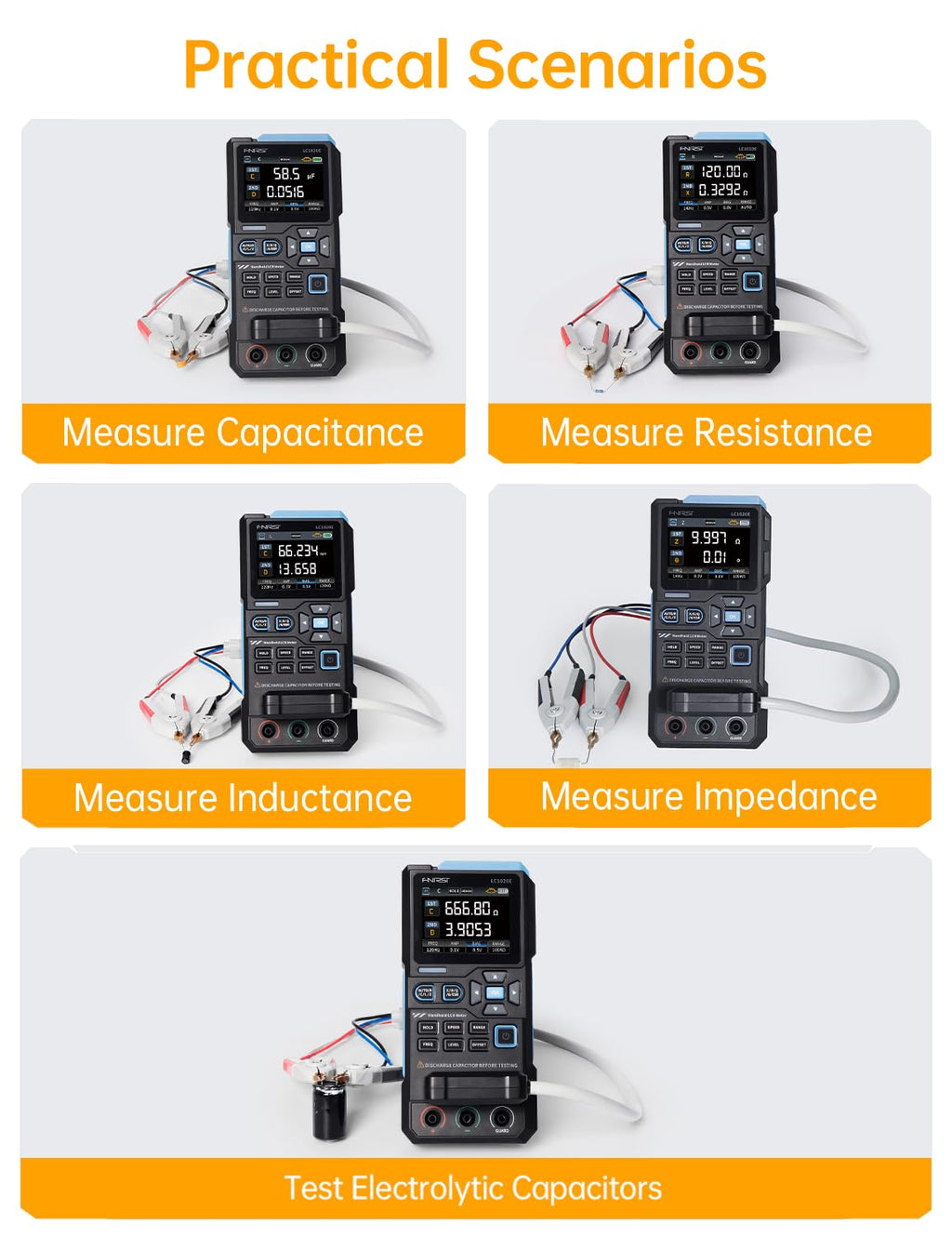 FNRSI LC1020E LCR Meter, 19,999 Counts Resistor Inductor Capacitor Tester, Auto Component Detect, Measures ESR/Q/D/θ/X, 2.8” Color TFT, Dual Parameter Display, Sorting & Open/Short Calibration