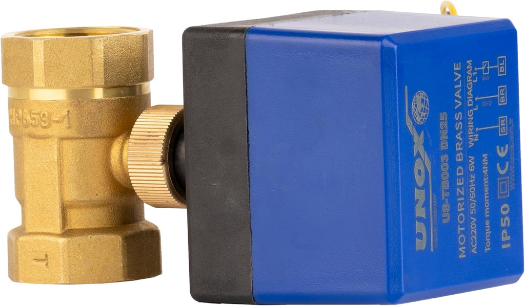 Unox 1/2" Motorized Ball Valve, Brass Body 220V AC Electrical Ball Valve, Premium Brass Motorized Ball Valve, Electrical Control, Durable & Reliable