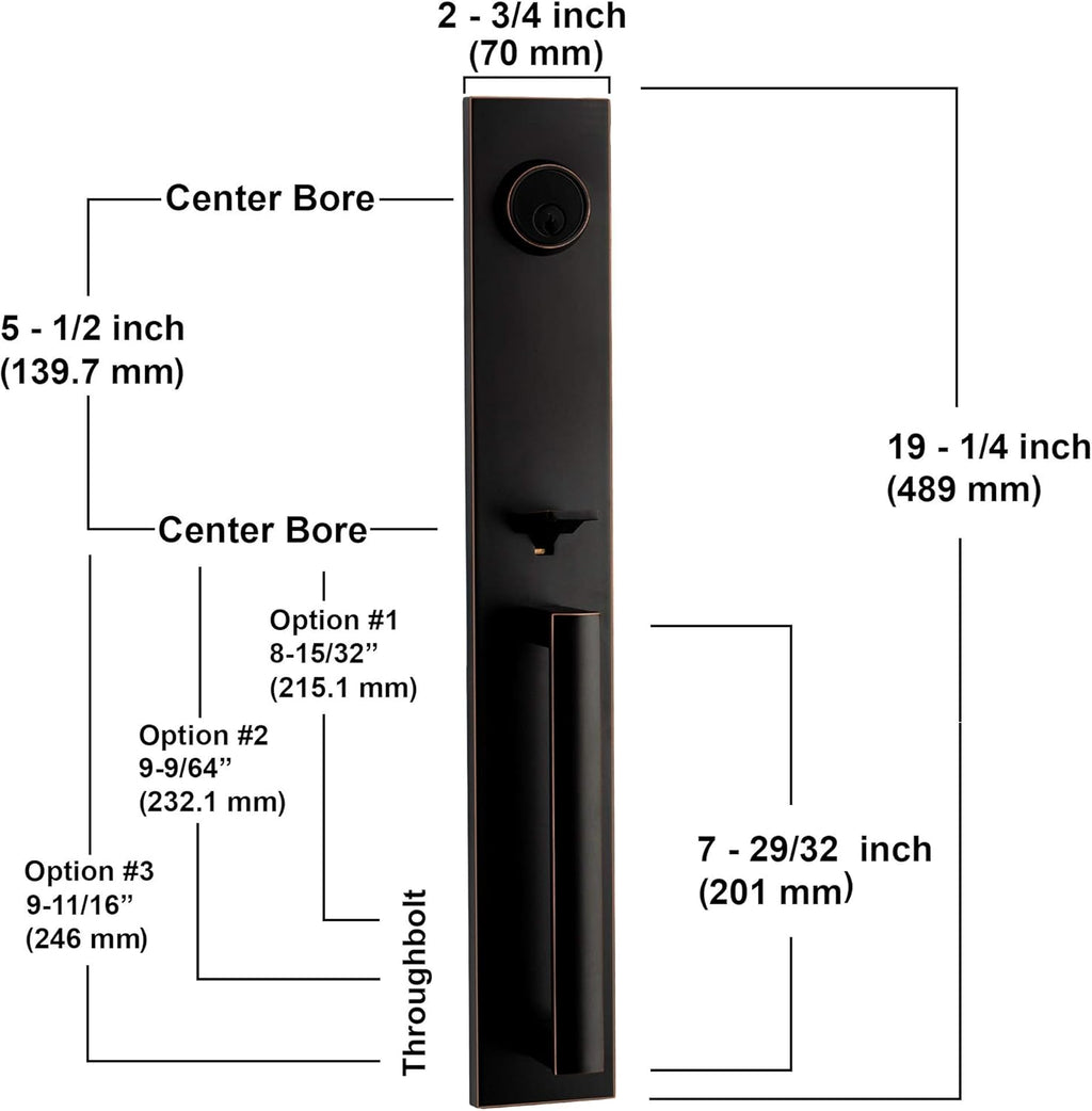 Berlin Modisch Full Escutcheon HandleSet Front Door Entry Handle and Deadbolt Lock Set Slim Square Single Cylinder Deadbolt and Lever Heavy Duty – Oil Rubbed Bronze Finish