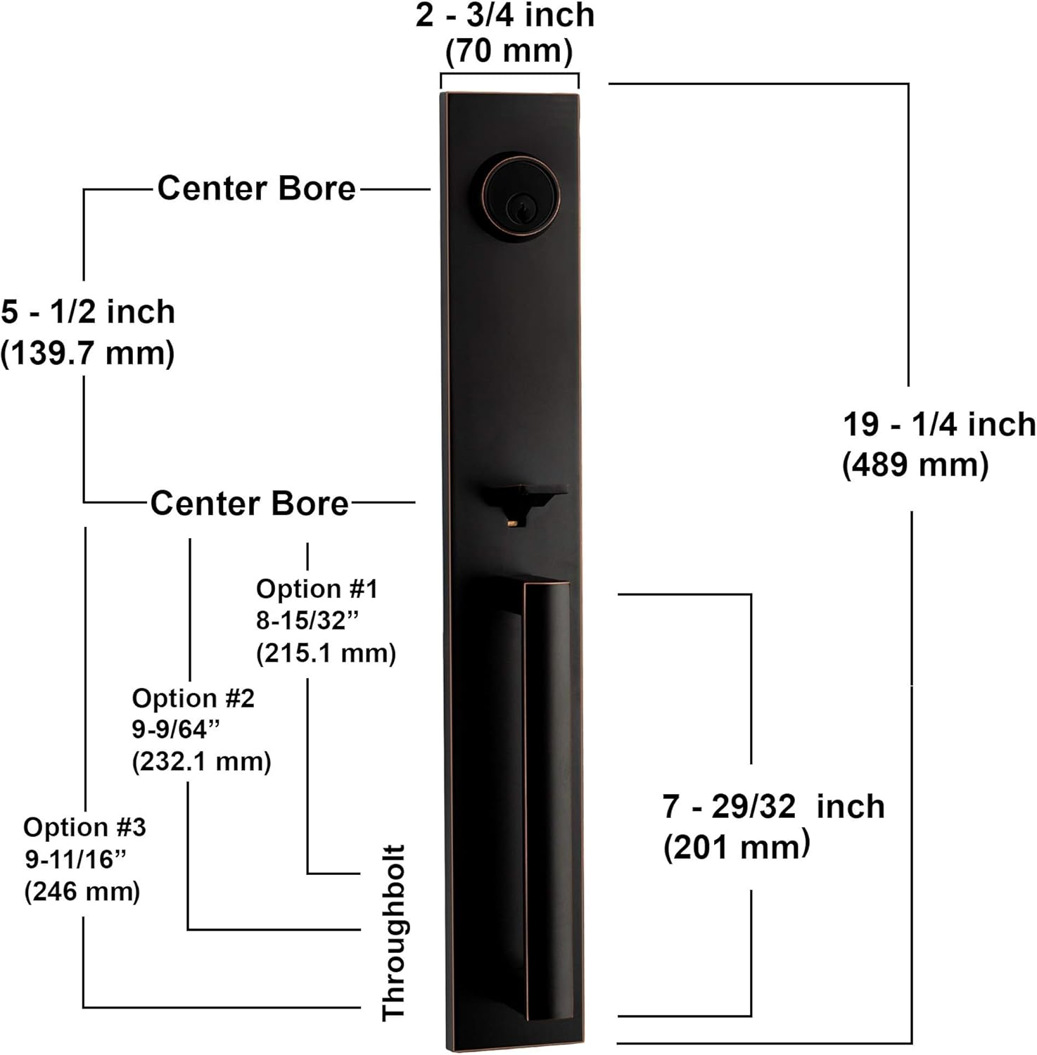 Berlin Modisch Full Escutcheon HandleSet Front Door Entry Handle and Deadbolt Lock Set Slim Square Single Cylinder Deadbolt and Lever Heavy Duty – Oil Rubbed Bronze Finish